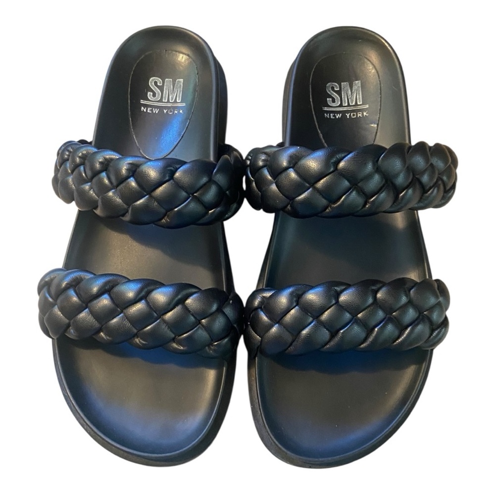 Steve Madden SM New York Black Double Braided Slides ❤️ SZ‎ 9
